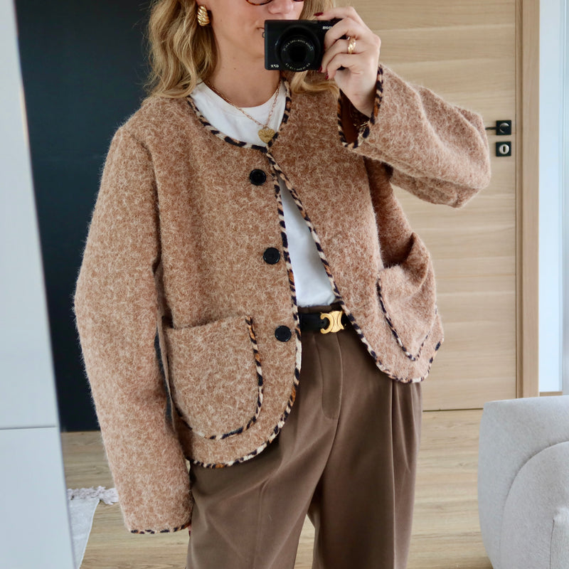 GILET PETRO CAMEL & LEOPARD