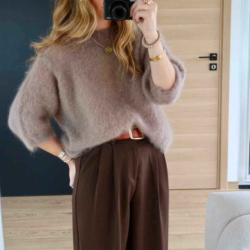 PREMIUM QUALITE - PULL GABRIEL EN MOHAIR TAUPE