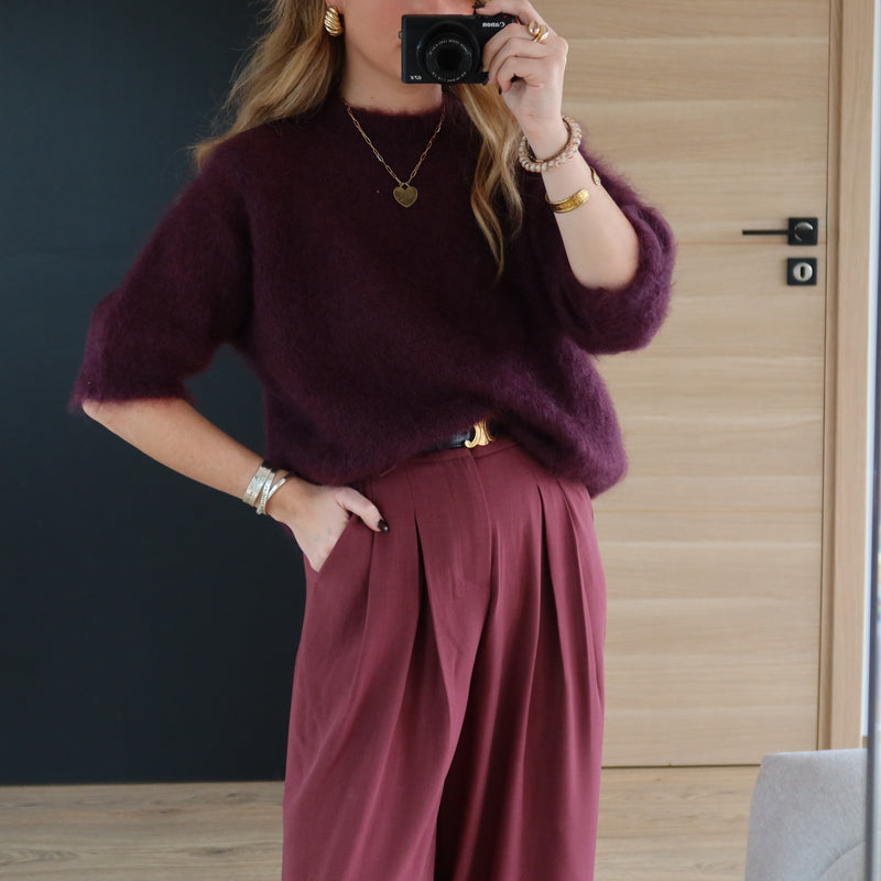 PREMIUM QUALITE - PULL GABRIEL EN MOHAIR DARK PLUM