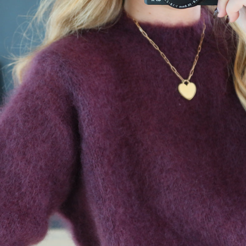 PREMIUM QUALITE - PULL GABRIEL EN MOHAIR DARK PLUM