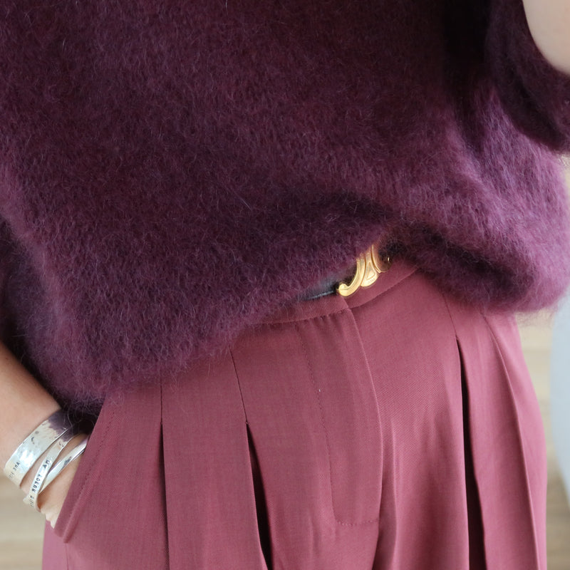 PREMIUM QUALITE - PULL GABRIEL EN MOHAIR DARK PLUM