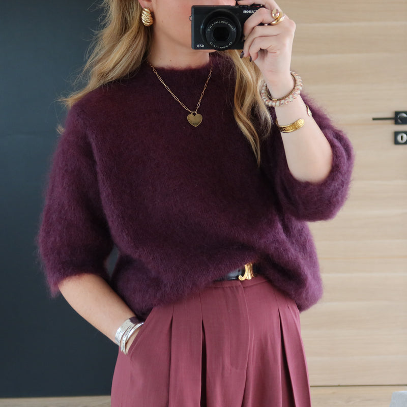 PREMIUM QUALITE - PULL GABRIEL EN MOHAIR DARK PLUM