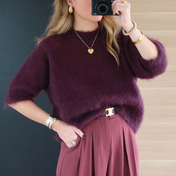 PREMIUM QUALITE - PULL GABRIEL EN MOHAIR DARK PLUM