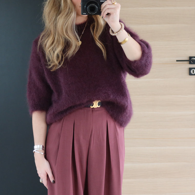 PREMIUM QUALITE - PULL GABRIEL EN MOHAIR DARK PLUM