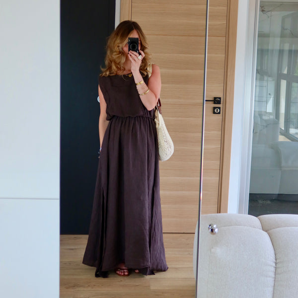 ENSEMBLE EN LIN MAUD MARRON