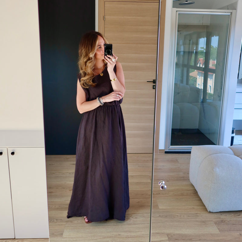 ENSEMBLE EN LIN MAUD MARRON
