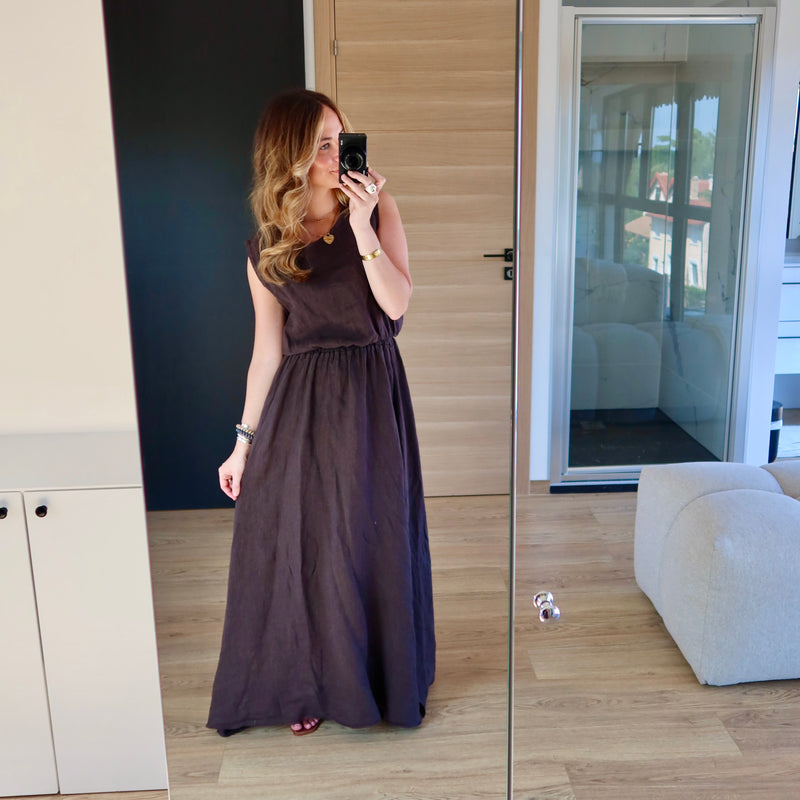 ENSEMBLE EN LIN MAUD MARRON
