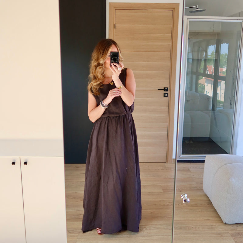 ENSEMBLE EN LIN MAUD MARRON
