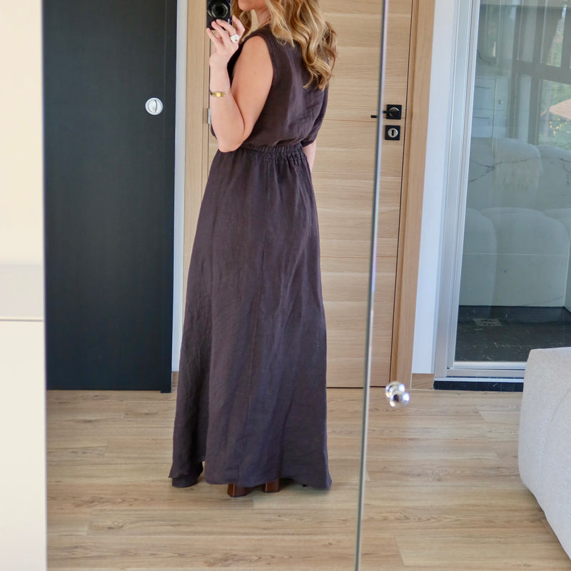 ENSEMBLE EN LIN MAUD MARRON