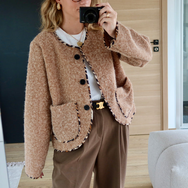 GILET PETRO CAMEL & LEOPARD