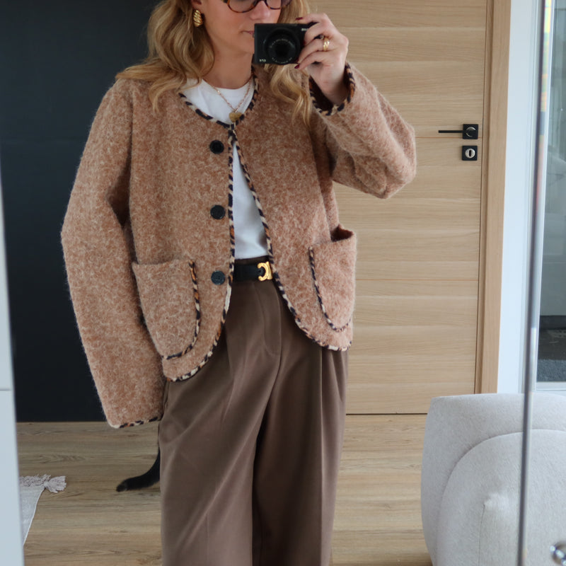 GILET PETRO CAMEL & LEOPARD