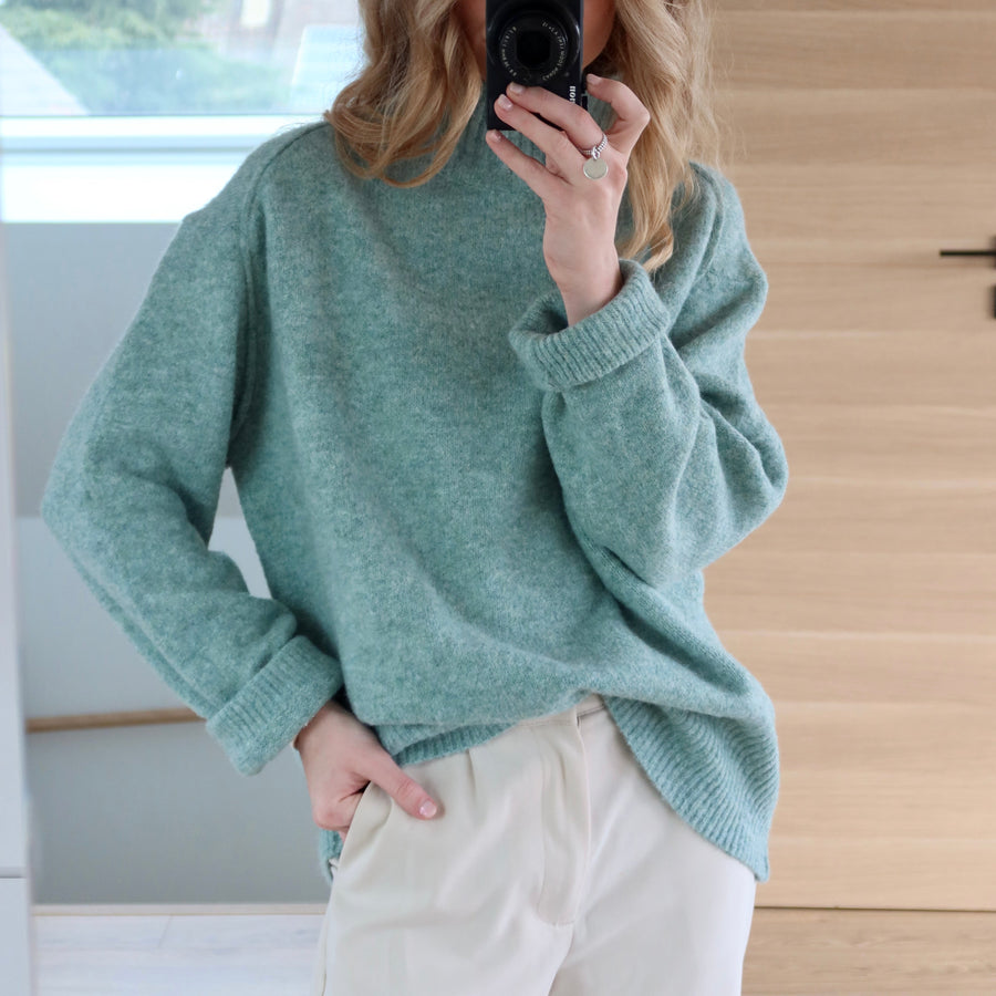 PULL COL ROULÉ LILY VERT MENTHE