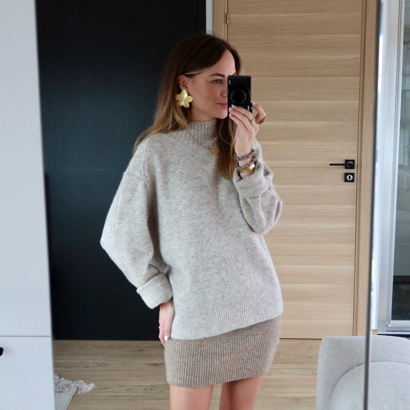 PULL COL ROULÉ LILY TAUPE