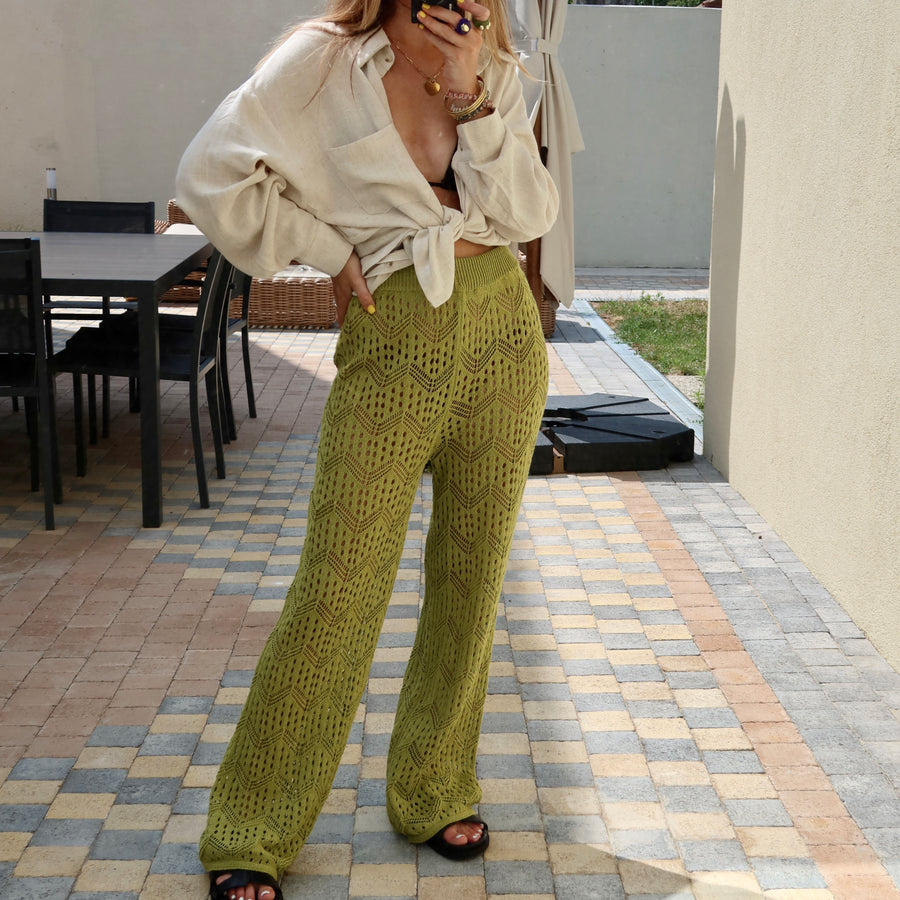 PANTALON PAOL AJOURÉ VERT