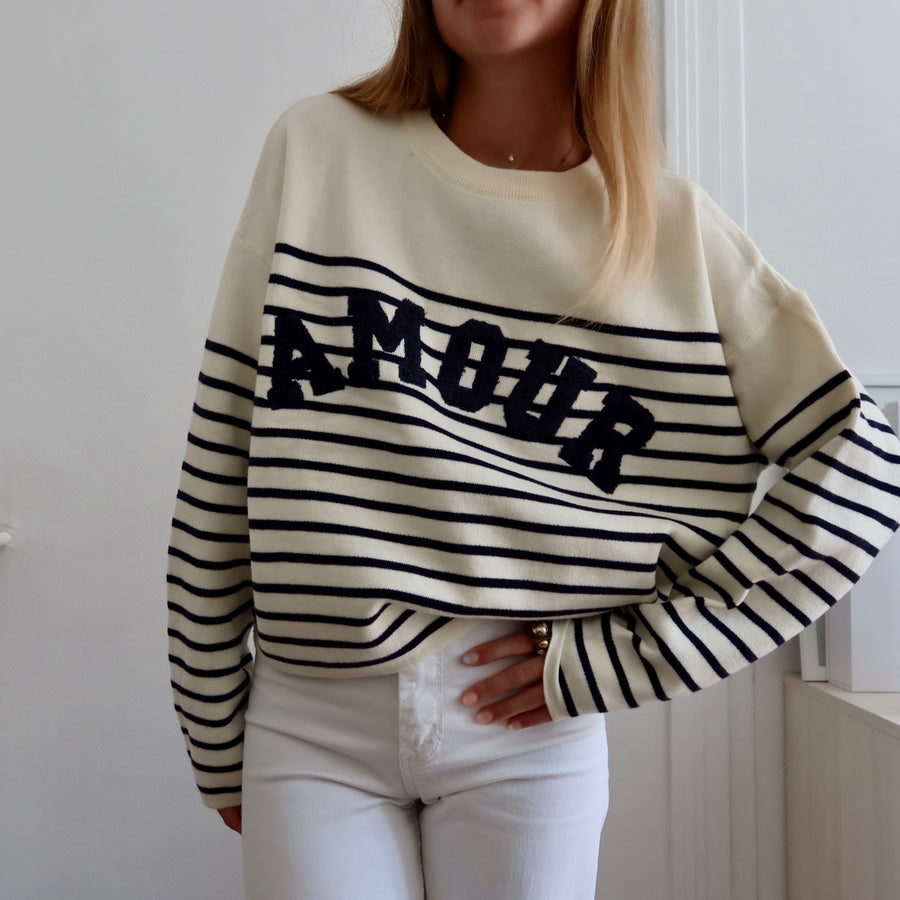 PULL AMOUR À RAYURES