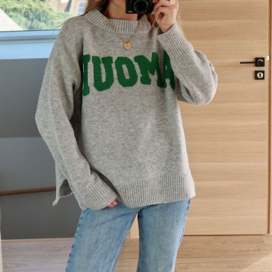PULL AMOUR GRIS & VERT