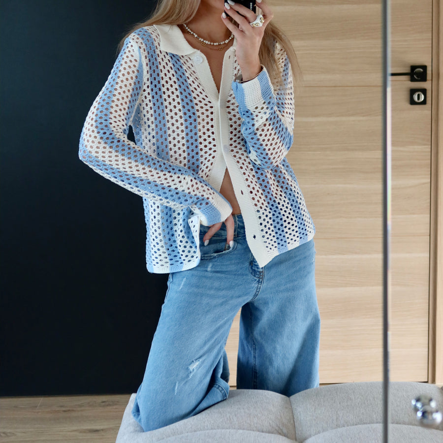 GILET TINA BLEU & BLANC