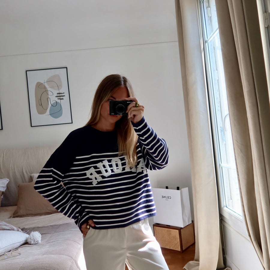 PULL AMOUR À RAYURES