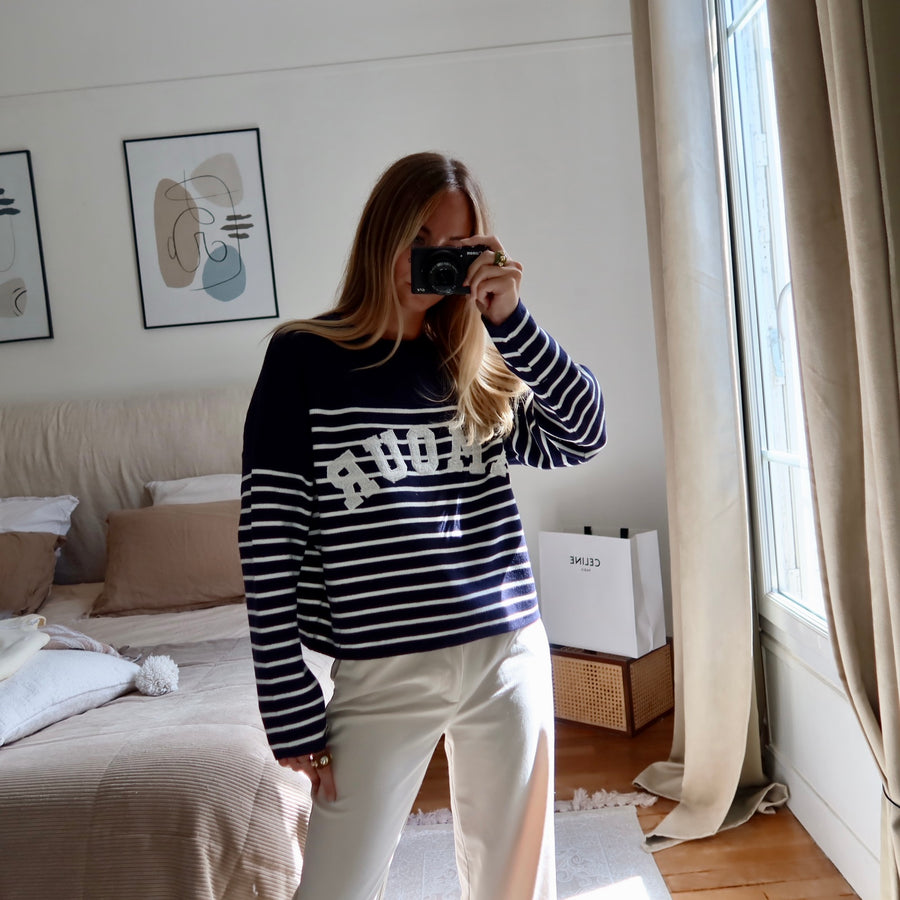 PULL AMOUR À RAYURES